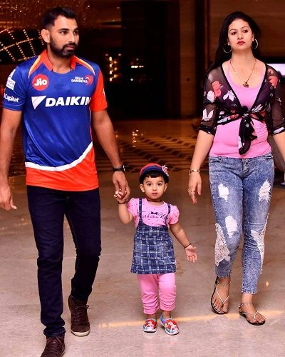 Hasin Jahan with her husband Mohammed Shami and daughter Aairah Shami