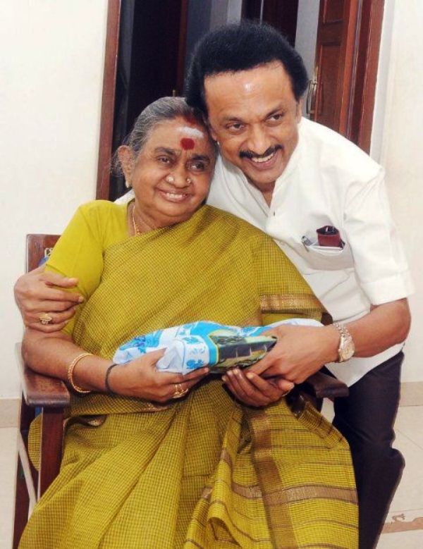 Dayalu Ammal With Her Son M.K Stalin