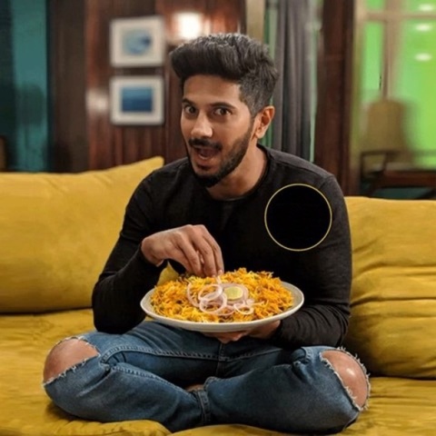 Dulquer Salmaan having Biryani