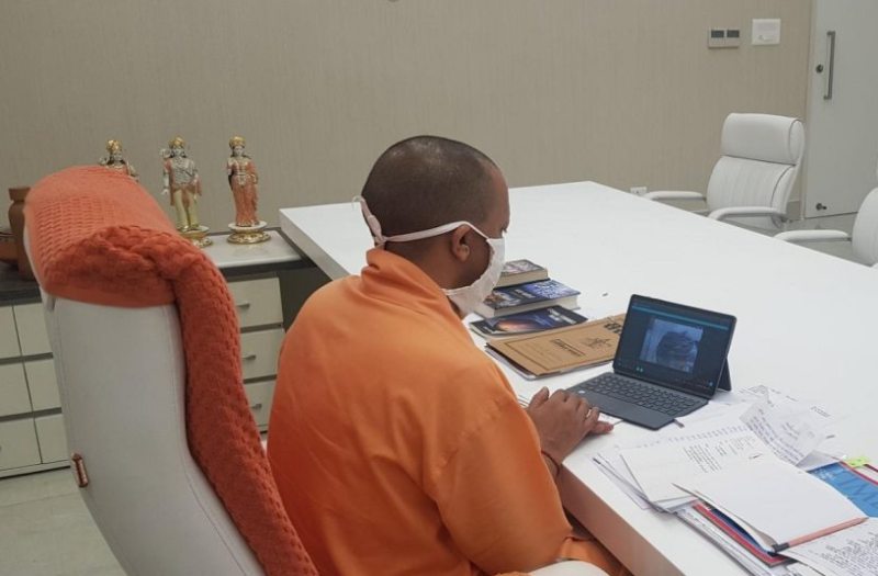 Yogi Adityanath speaking to Hathras gang-rape victim's father via videoconferencing