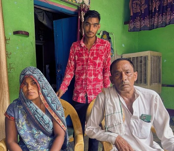 Sachin Meena's father, Netrapal Singh Meena, his mother, Ritu, and his younger brother, Vikas