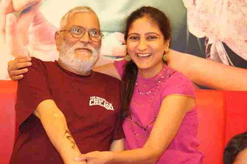 Anuradha Acharya with her father