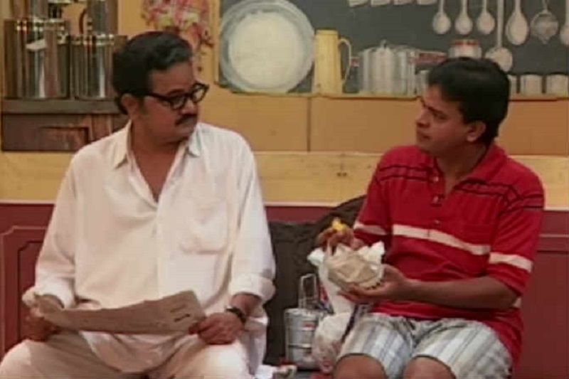 An old picture of Vijay Chavan (left) and Bharat Jadhav (right)