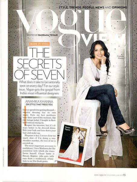 Anamika Khanna on the cover of Vogue Magazine (2013)