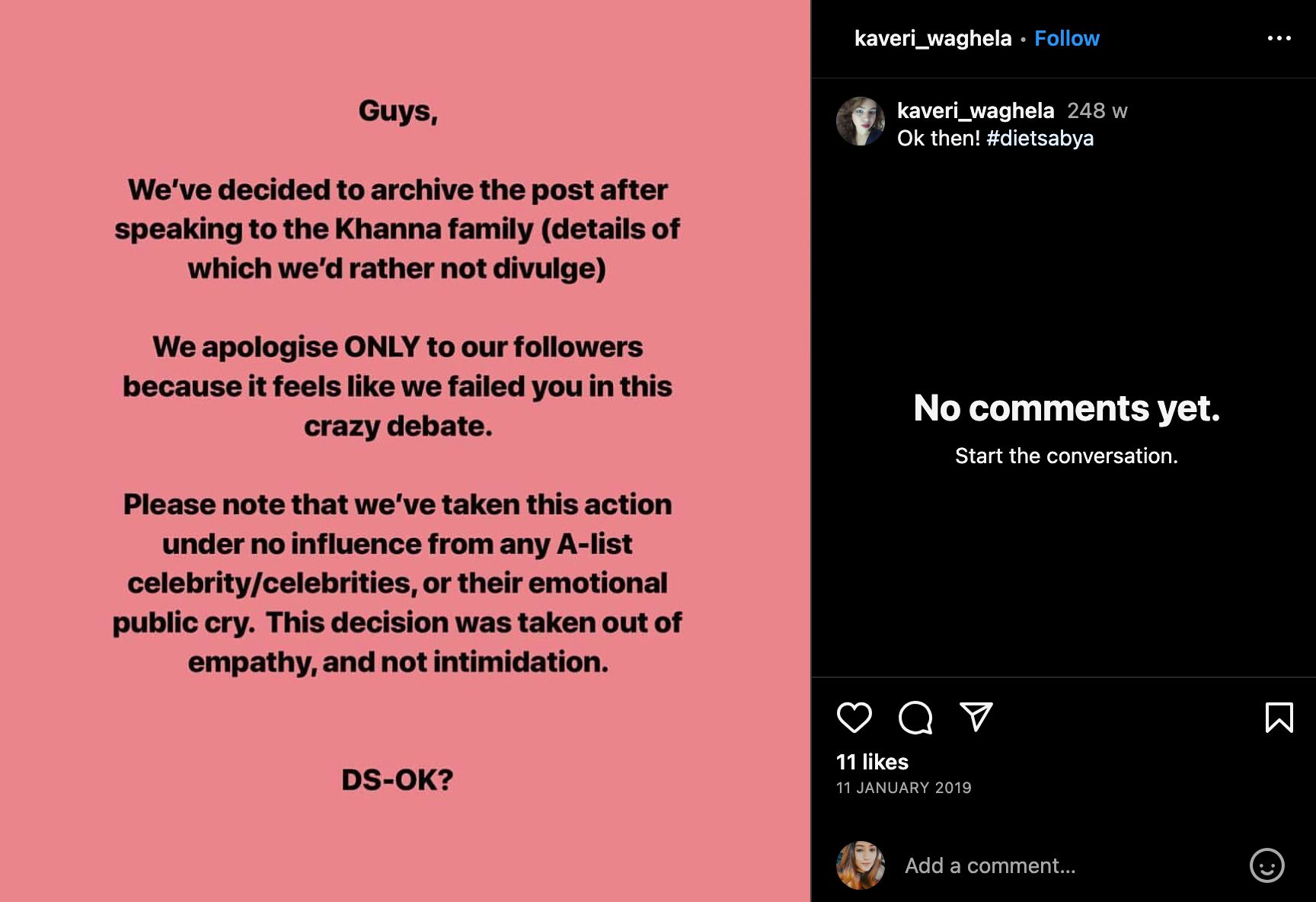 Diet Sabya's Instagram post after deleting their controversial post about Anamika Khanna