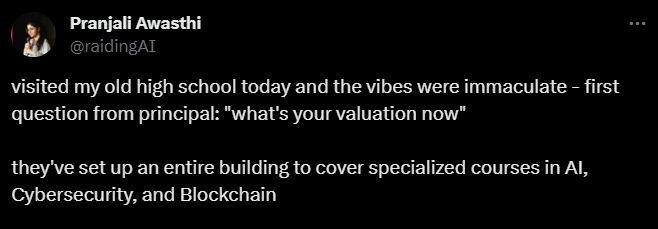 Pranjali's tweet about her old high school