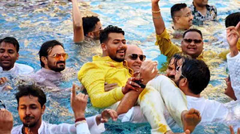 Saurabh Chandrakar at his wedding function in RAK, Dubai