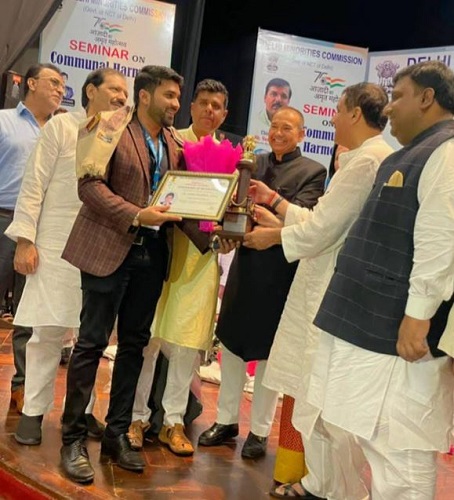 Dr. Ahmed Haque was honoured by the Govt. of the NCT of Delhi for his efforts on world peace, human rights, and the betterment of the minority