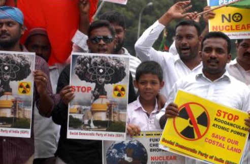 A rally organised against the establishment of the Kudankulam nuclear power project in 2011