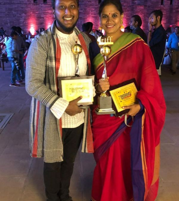 Chhaya Kadam after winning the Special Jury Award for Best Actress at the 7th Rajasthan International Film Festival