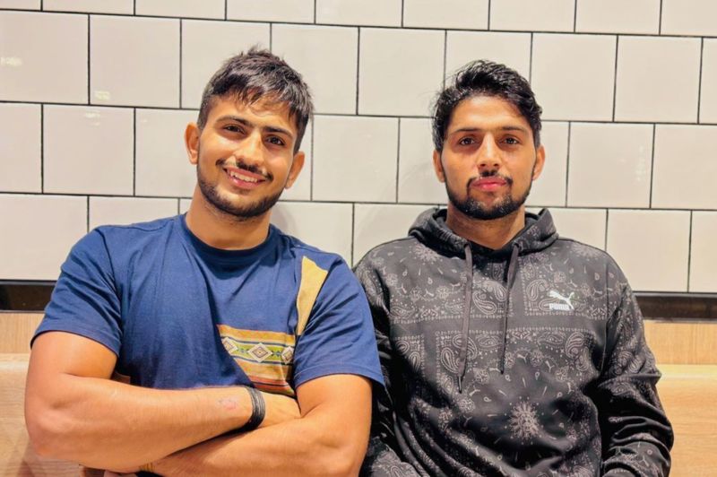 Nitesh Kumar with his younger brother Gurdeep Sangwan (left)