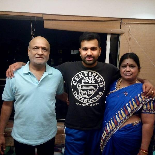 Rohit Sharma with his parents