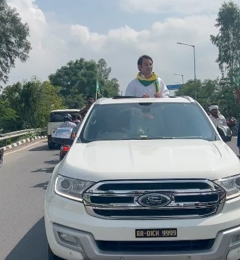 Tej Pratap Yadav with his Ford