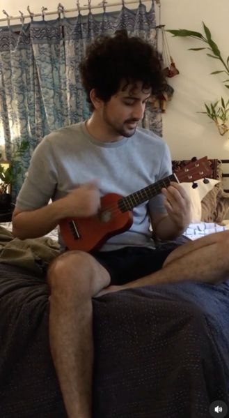 Anant Vijay Joshi playing the ukulele